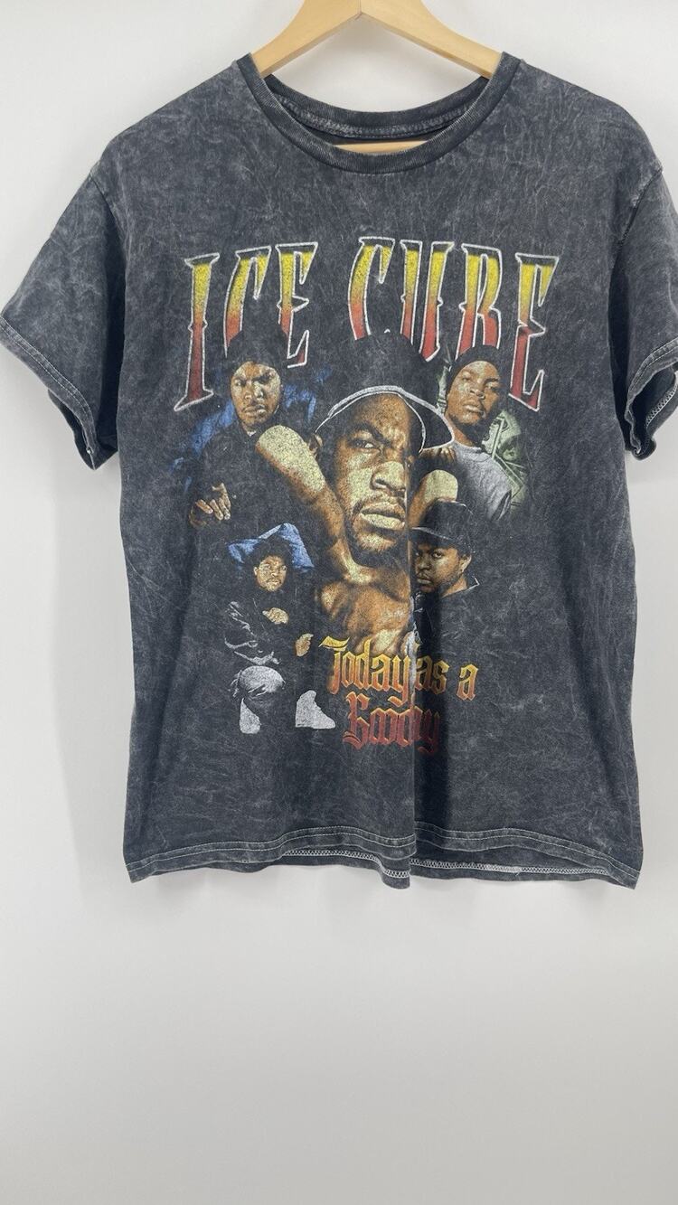 Ice Cube Today Was A Good Day T Shirt Mens XL Black Acid Wash Rap Hip Hop Graphi